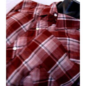 Wrangler Western Long Sleeve Maroon plaid, with Snaps Shirt Men's Size 4XL